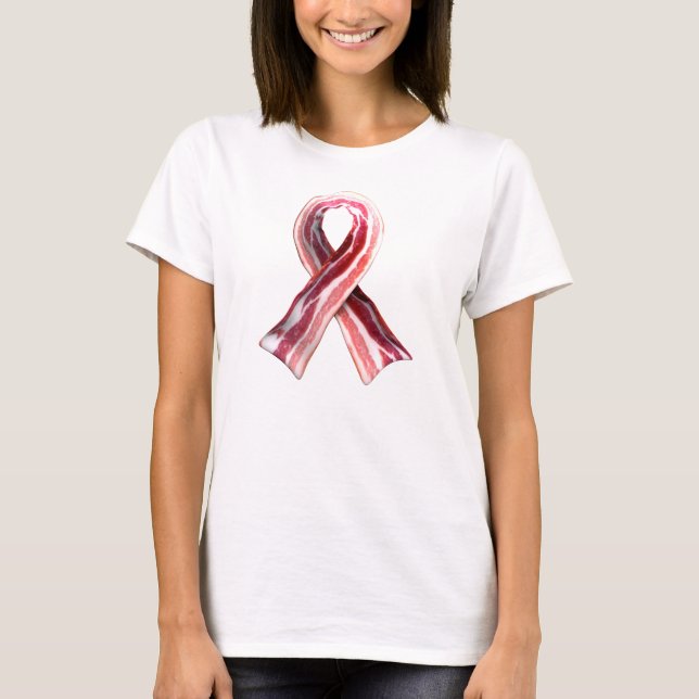 Camiseta Fita da consciência do bacon (Frente)