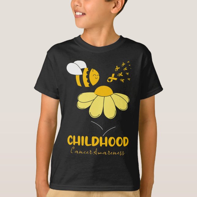 Camiseta Fita da Consciência do Cancer Infantil para Man Wo (Frente)