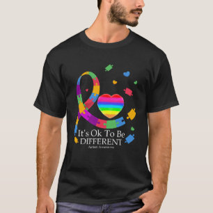 Camiseta Fita da Conscientização do Autismo É Ok Ser Difere