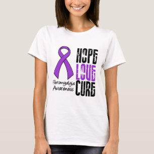 Camiseta Fita da cura do amor da esperança da fibromialgia