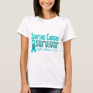 Camiseta Fita da flor do sobrevivente do câncer de ovário