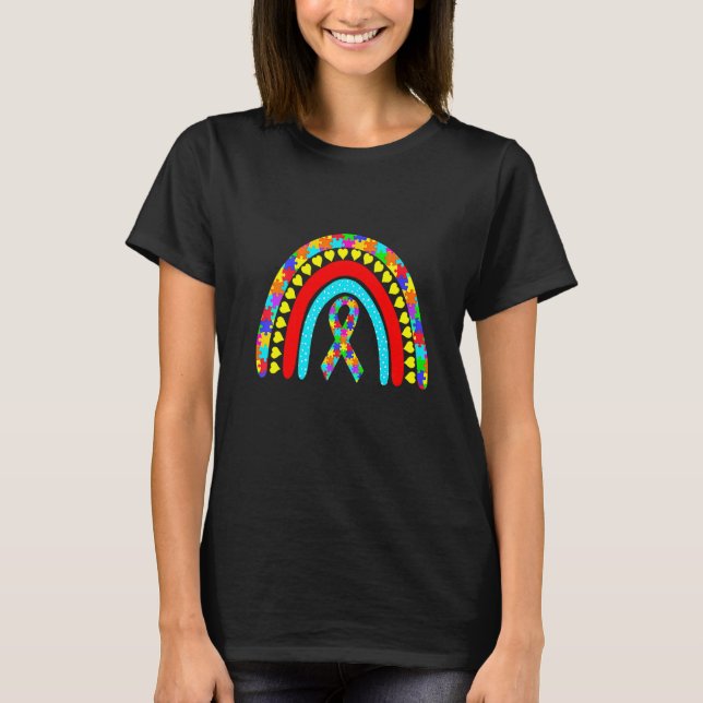 Camiseta Fita de Bondade Arco-íris do Quebra-cabeça do Auti (Frente)
