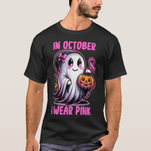 Camiseta Fita de câncer de mama De Halloween Em Outubro Eu