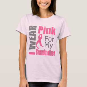 Camiseta Fita de câncer de mama eu visto a avó cor-de-ros