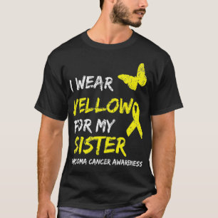 Camiseta Fita de Cancer Sarcoma Eu Visto Amarelo para minha