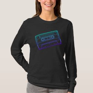 Camiseta Fita de cassete azul púrpura, Neon Neon, de folhas