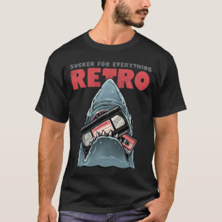 Camiseta Fita de cassete com VHS do Tubarão Retro Engraçado