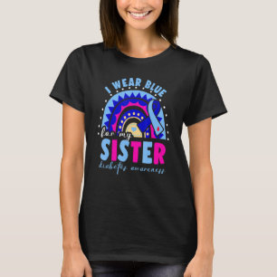 Camiseta Fita De Consciência Da Diabetes Eu Visto Azul Para