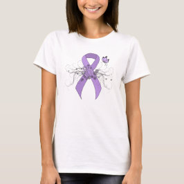 Camiseta Fita de consciência da lavanda com borboleta
