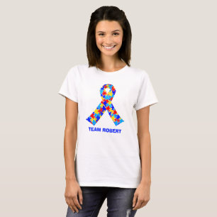 Camiseta Fita de Consciência sobre Autismo Personalizado C