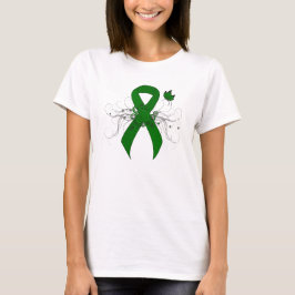 Camiseta Fita de Consciência Verde com Borboleta