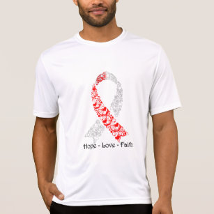 Camiseta Fita de Consciência Vermelha e Branca