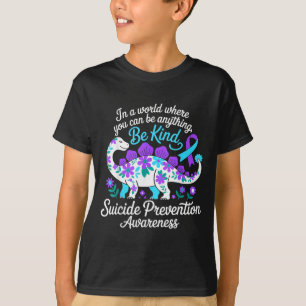 Camiseta Fita de Conscientização de Prevenção Flores T-Rex