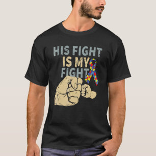 Camiseta Fita de Conscientização do Autismo A Luta Dele é M