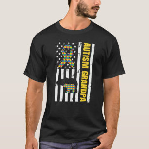 Camiseta Fita de Conscientização do Autismo Avô Urso Americ