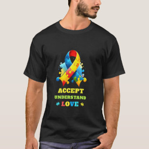 Camiseta Fita de Conscientização do Autismo Mãe Pai Conscie