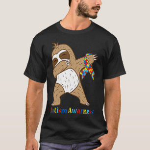Camiseta Fita de Conscientização do Autismo Sloth Warrior D