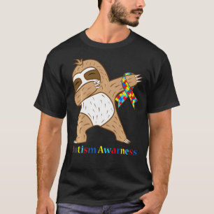 Camiseta Fita de Conscientização do Autismo Sloth Warrior D