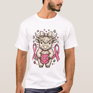 Camiseta Fita de Conscientização sobre Câncer de Vaca das T