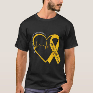 Camiseta Fita de Coração Dourado de Conscientização do Cânc