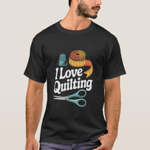 Camiseta Fita de Dedal de Tesoura de Quilting que Eu Amo