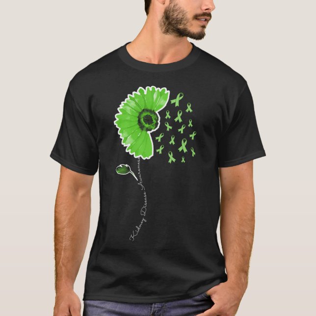 Camiseta Fita de Girassol Verde do Guerreiro da Doença (Frente)