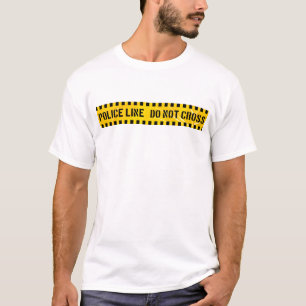 Camiseta Fita de linha policial amarela não cruzar