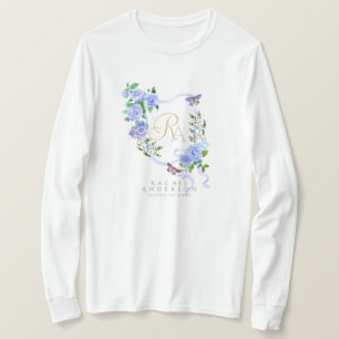 Camiseta Fita de Monograma Chic Rosa Azul