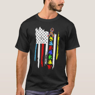 Camiseta Fita de Peça de Puzzle da Bandeira Americana Consc