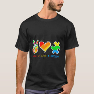 Camiseta Fita de Peças de Puzzle do Amor Paz Autismo Consci