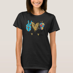Camiseta Fita de Puzzle do Autismo Paz Amor Autismo Conscie