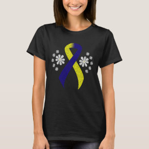 Camiseta Fita de Sensibilização Azul e Amarelo do Quadro