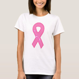 Camiseta Fita De Sensibilização Do Cancer Com Flor