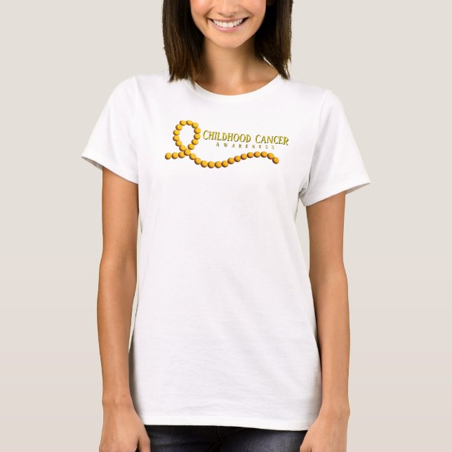 Camiseta Fita de Sensibilização do Cancer de Infância Doura (Frente)