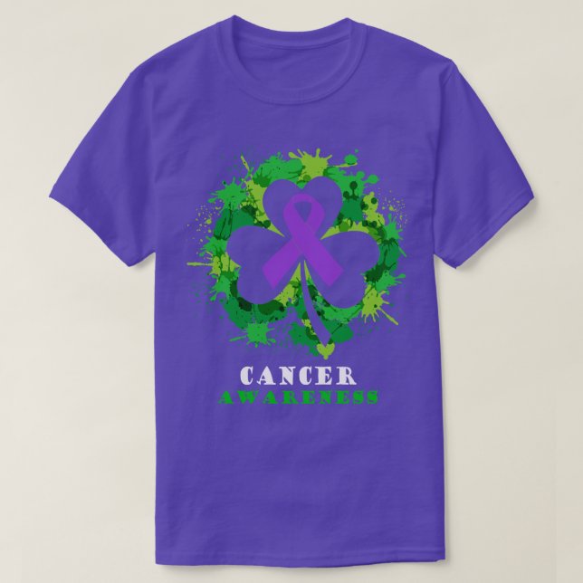 Camiseta Fita de Sensibilização do cancer Shamrock Saint Pa (Frente do Design)