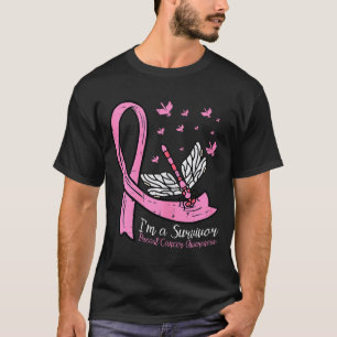Camiseta Fita do câncer de mama libélula sobrevivente consc
