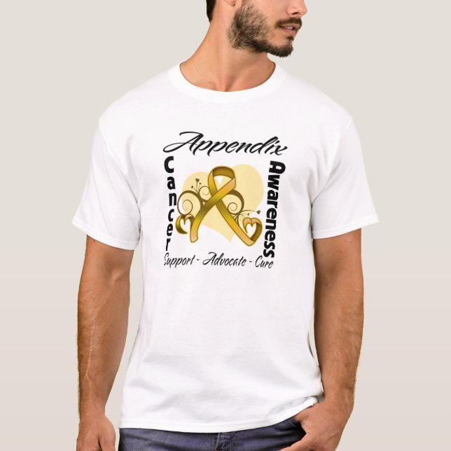Camiseta Fita do coração - consciência do cancer do (Frente)