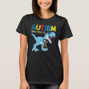 Camiseta Fita do Mês de Conscientização do Autismo dos Dino