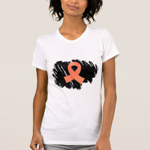Camiseta Fita do pêssego do cancer Endometrial com Scribbl