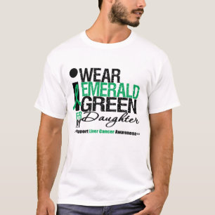 Camiseta Fita do verde esmeralda do câncer de figado para