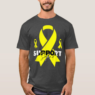 Camiseta Fita Dourada do Cancer de infância de esquadrão de