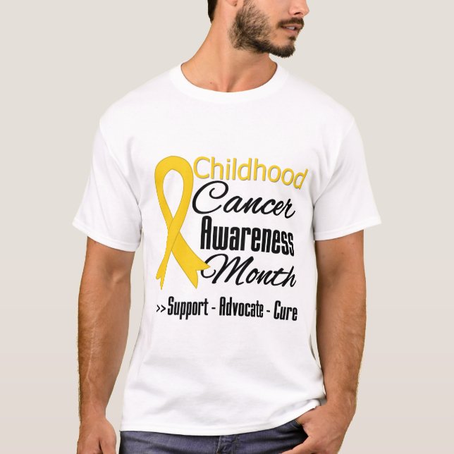 Camiseta Fita Dourada Mês da Consciência do Cancer Infantil (Frente)