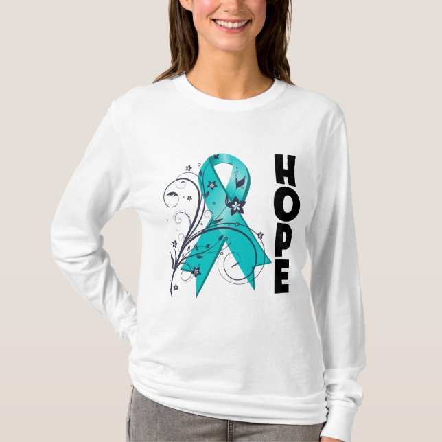 Camiseta Fita floral da esperança do Scleroderma (Frente)