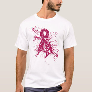 Camiseta Fita floral dos redemoinhos do mieloma múltiplo
