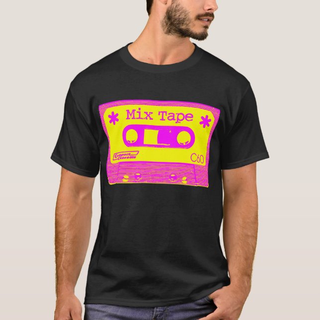 Camiseta Fita mista psicodélica - Magenta e amarelo (Frente)