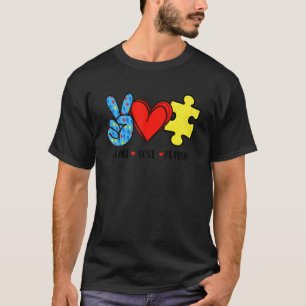 Camiseta Fita Puzzle Paz Amor Autismo Conscientização do Au