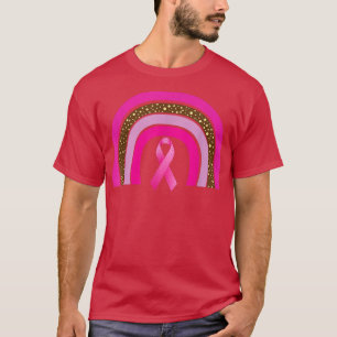 Camiseta Fita rosa Boho Arco-íris Cancer Advertência M