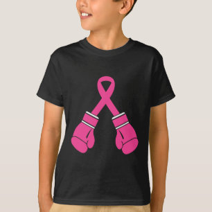 Camiseta Fita rosa Boxando Luvas Sensibilização do Cancer d