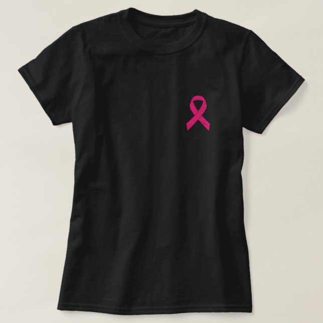 Camiseta Fita rosa-branca, Cancer-de-vidro-rosa Sensibiliza (Frente do Design)