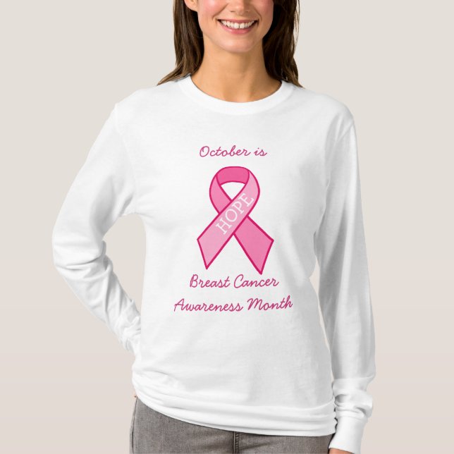 Camiseta Fita Rosa de Fita de Consciência do Cancer da Mama (Frente)